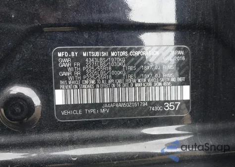 2016 Mitsubishi Outlander Sport 2.4 Sel from USA, damaged, VIN JA4AP4AW5GZ051794